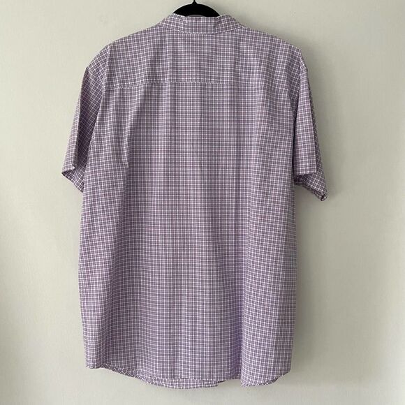 Columbia purple‎ plaid 100% cotton short sleeve button front shirt mens size XXL - Picture 2 of 4